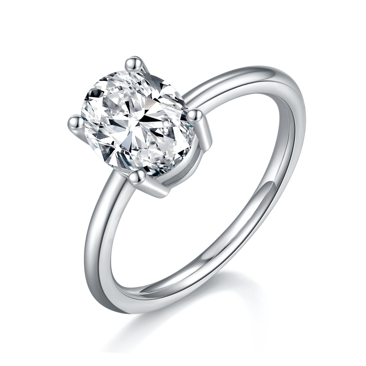 Classic egg shaped S925 silver plated platinum moissanite diamond women's ring 2.0 carats D-grade